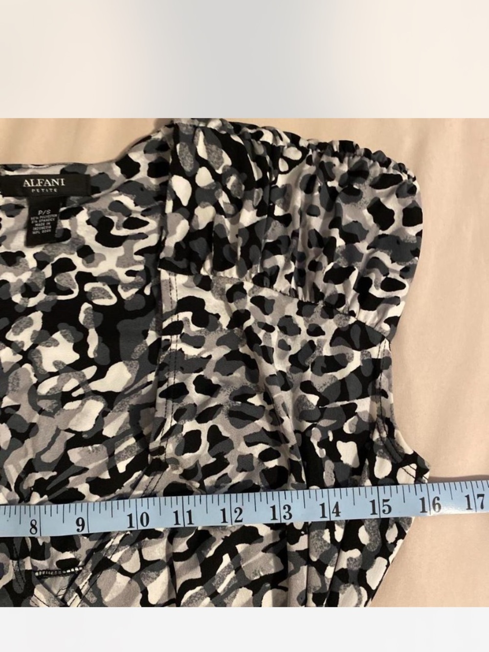 Alfani Petite Black, Gray & White Abstract Midi Dress